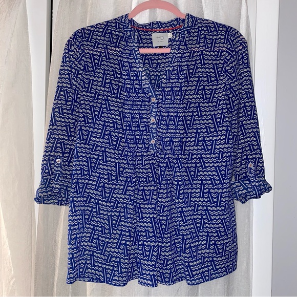 💙 Anthropologie HD in Paris Kaveri Henley Top Size 0/XS - Picture 2 of 9